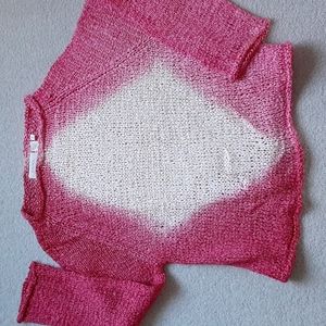 Dana Buchman Pink and White Crew Neck Sweater